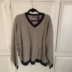Structure Men's Tan V-Neck LambsWool Sweater XL